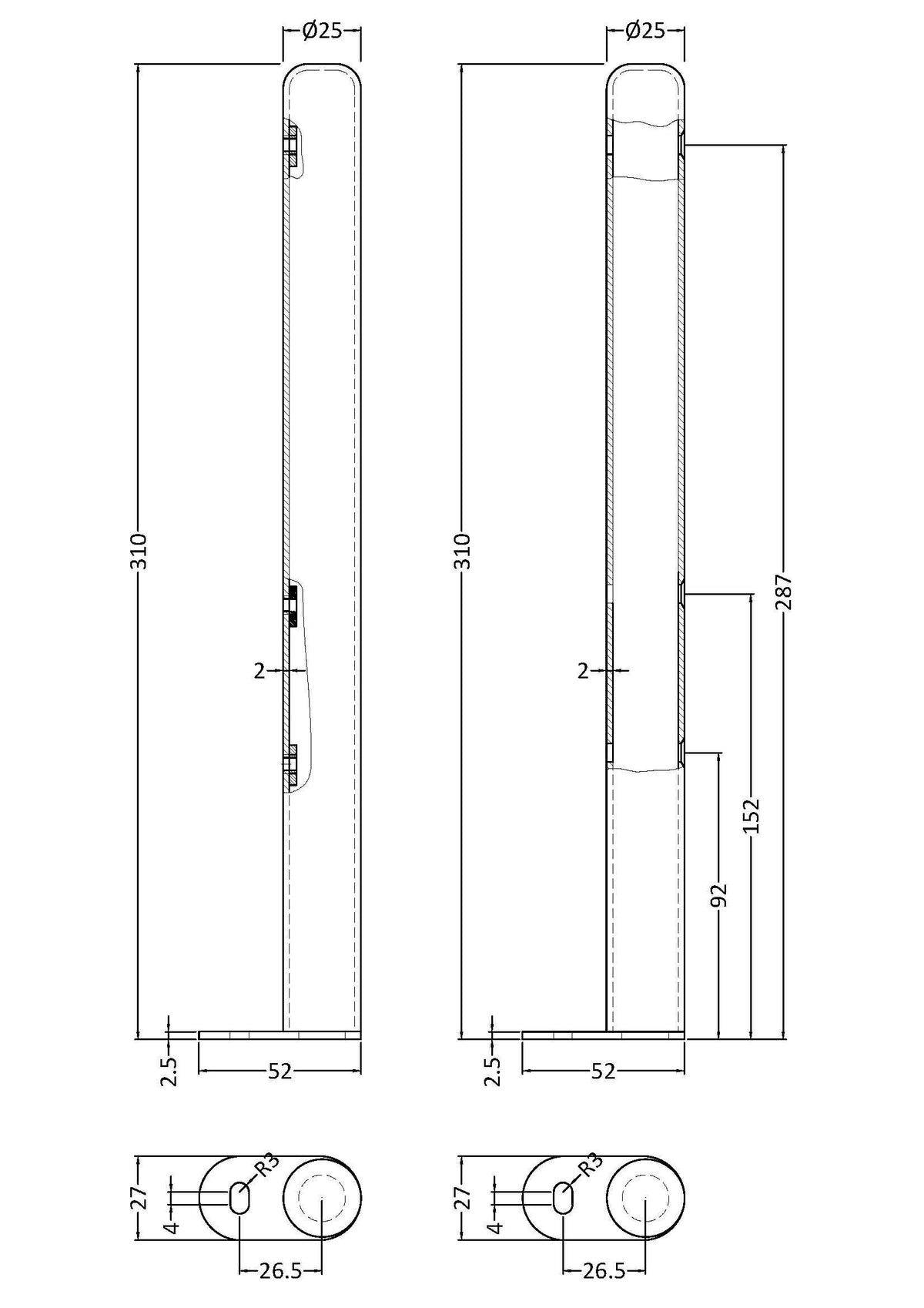 Gloss White Floor Mounted Legs