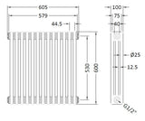 Colosseum White 605mm x 600mm Vertical Column Radiator