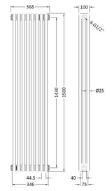 Colosseum White 1500mm x 368mm Vertical Column Radiator