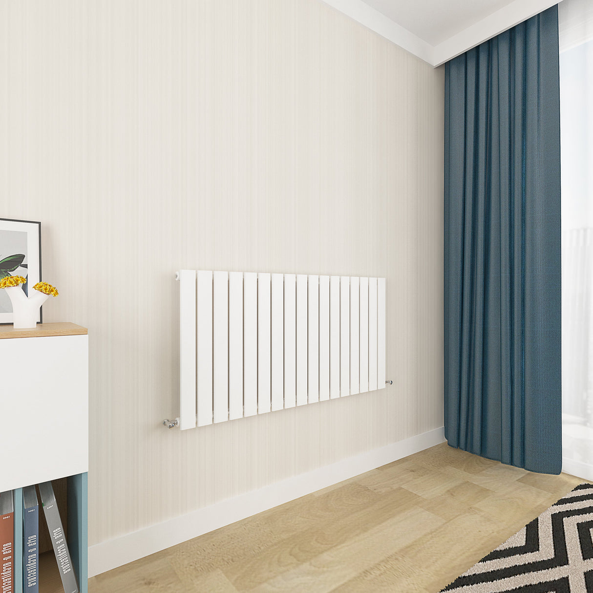 Modern Splash Flat Panel White Radiator Horizontal 600x1156mm Single