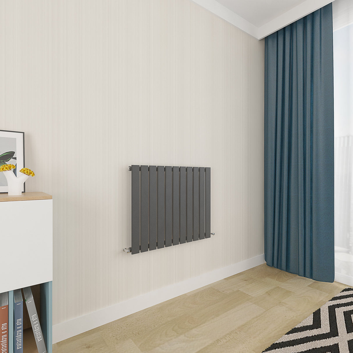 Flat Panel Anthracite Radiator Horizontal 600x748mm Single Panel
