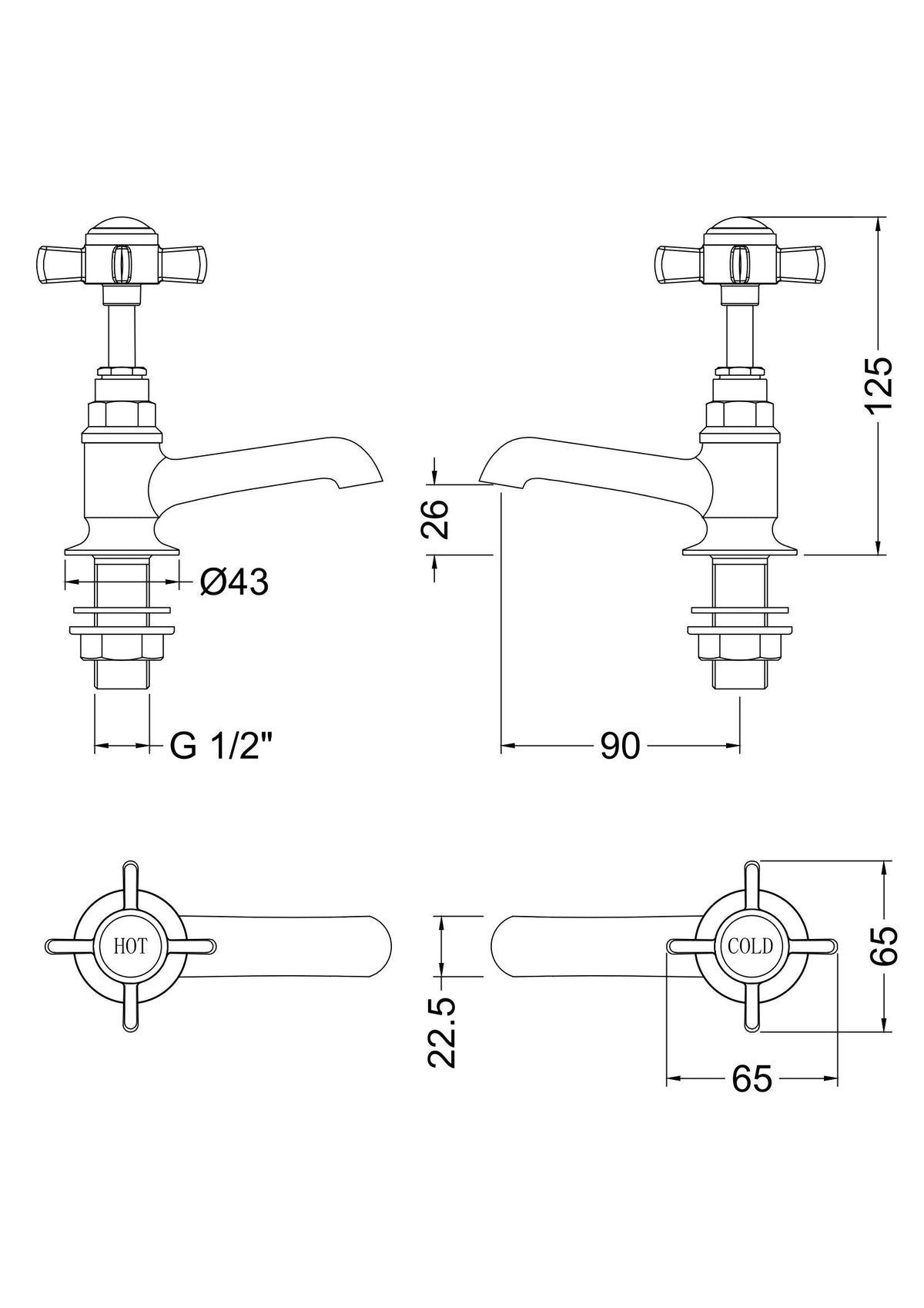 Modern Splash Chrome Basin Taps