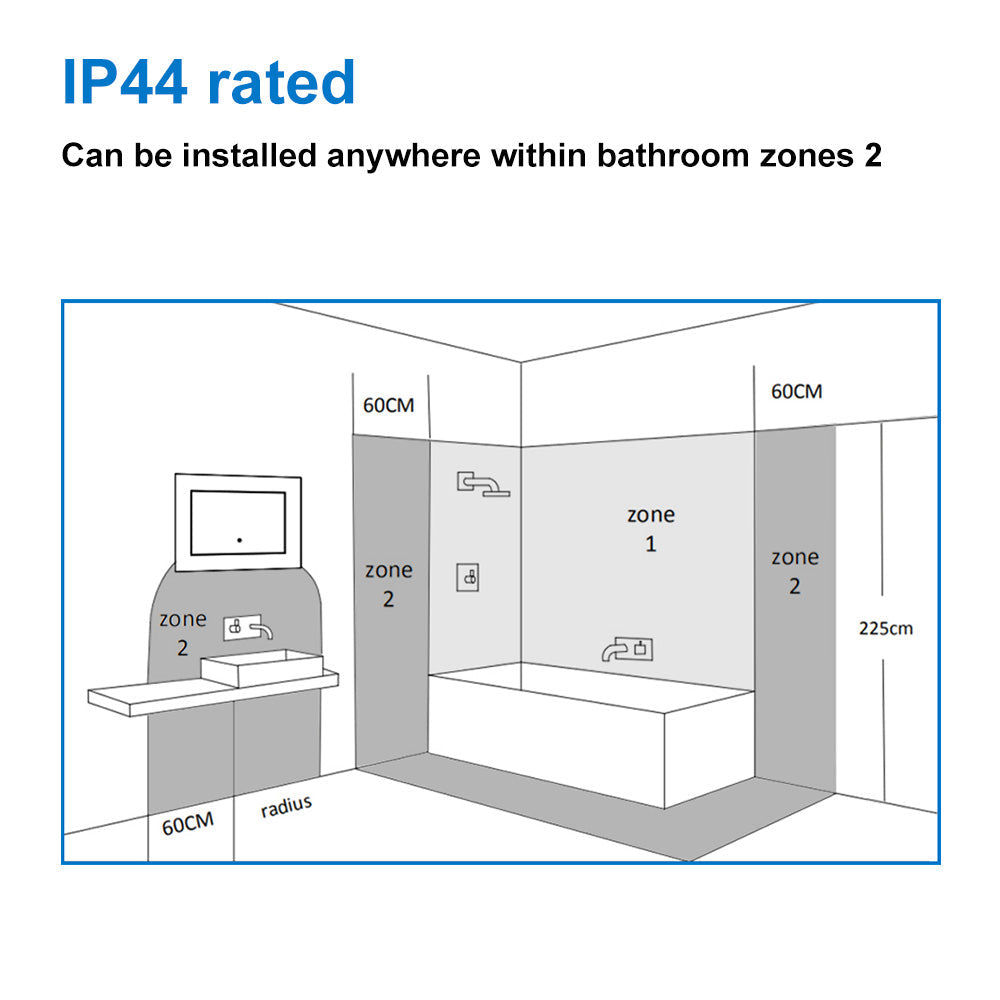 LED Bathroom Mirror with Demister Pad Wall-mounted| Modern Splash