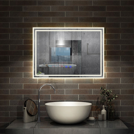 Modern Splash LED Rectangle Mirror