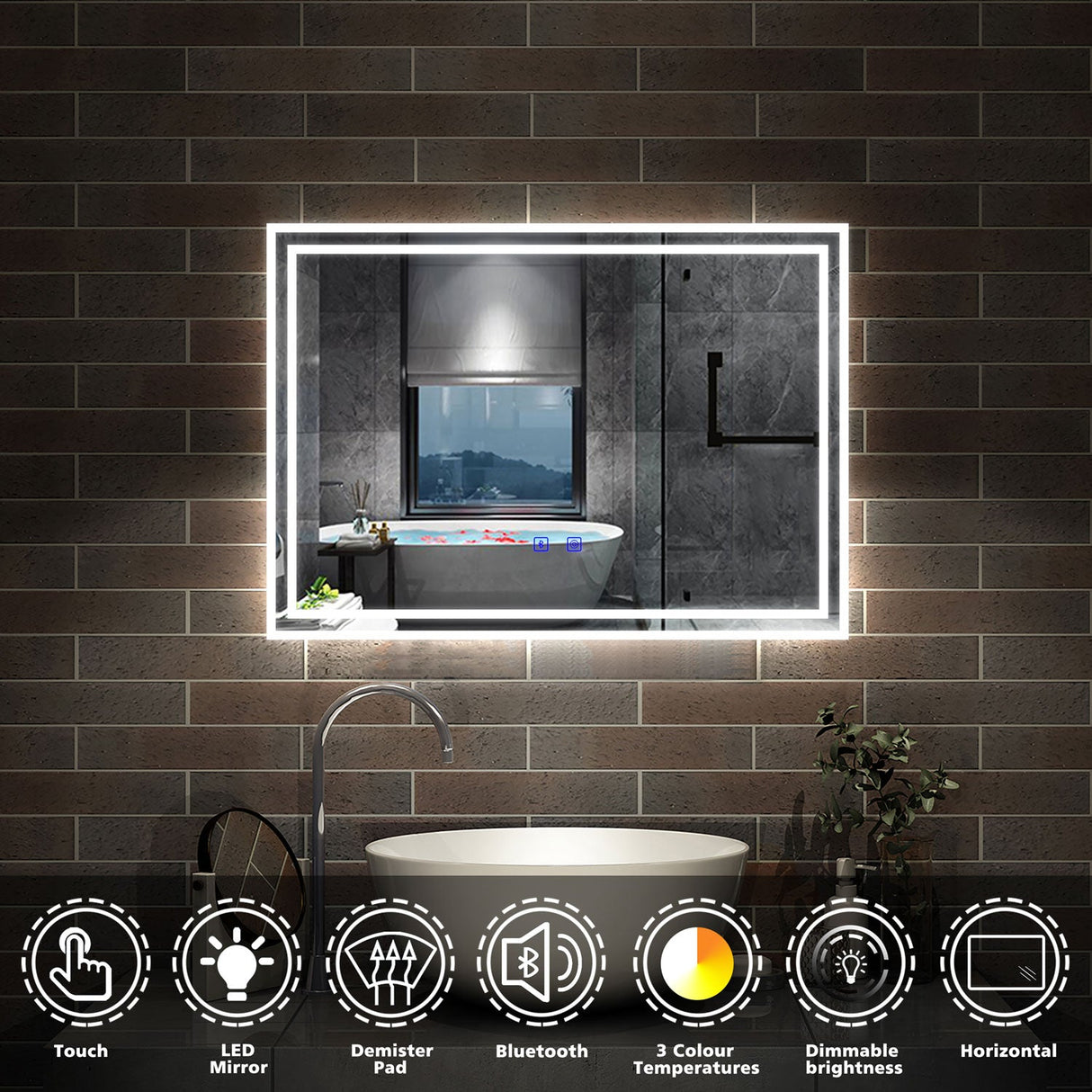 Modern Splash LED Rectangle Mirror