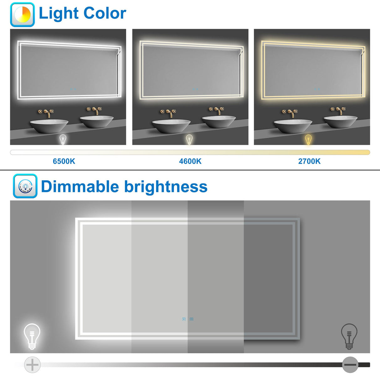 Modern Splash LED Rectangle Mirror