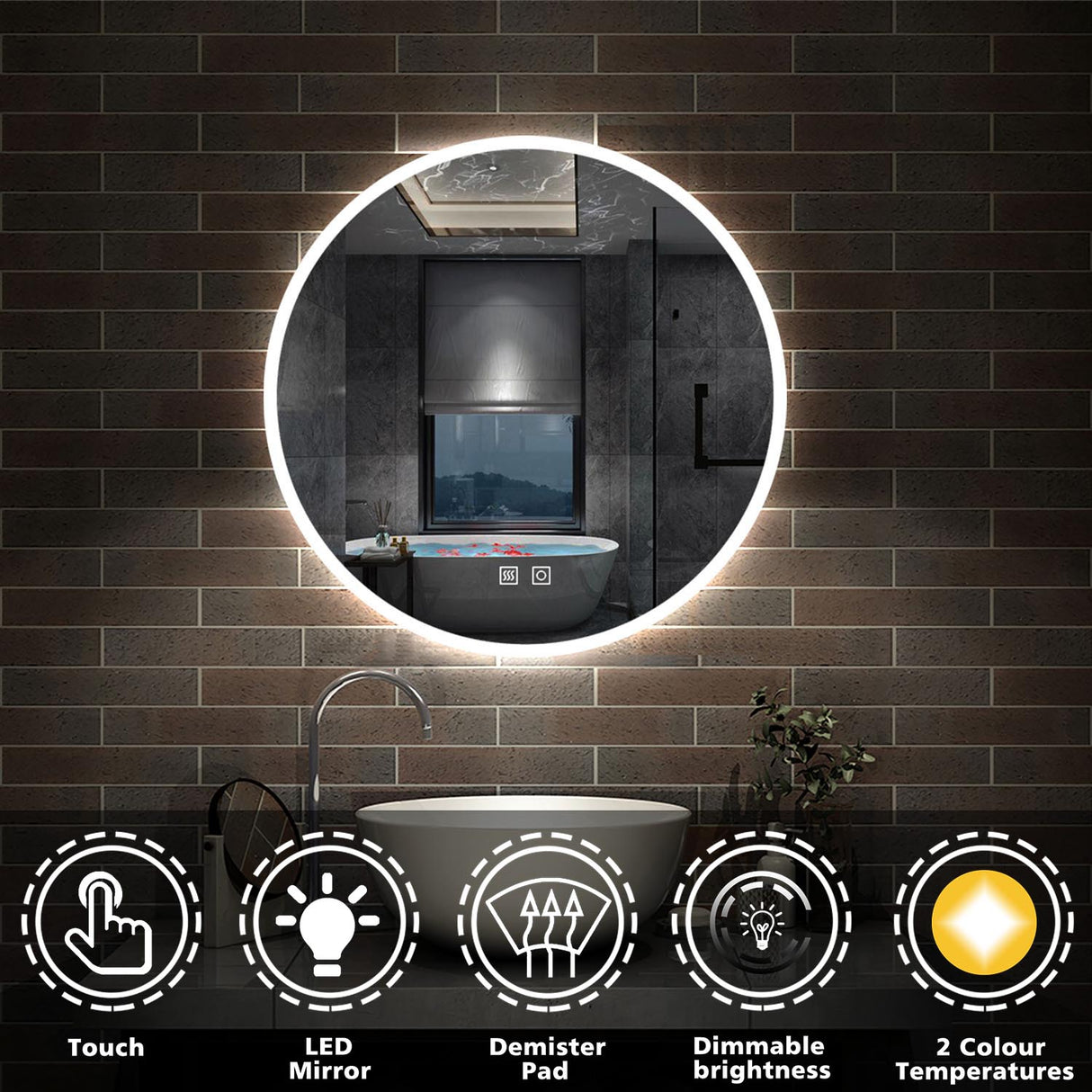 Modern Splash LED Round Mirror-BM-HD1701-L