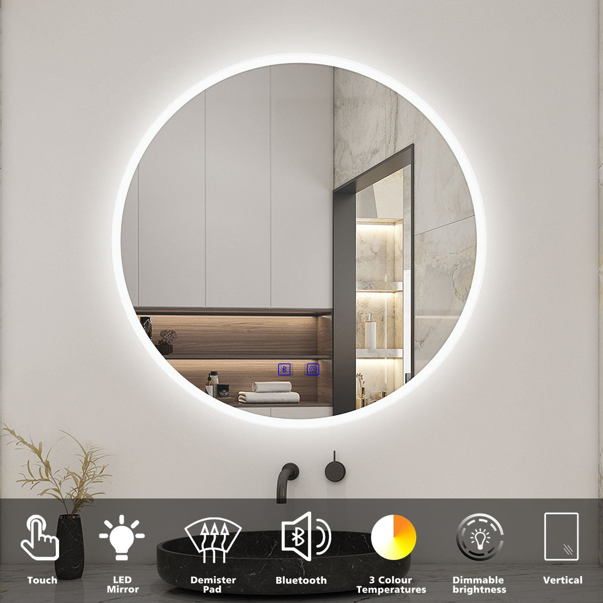 Modern Splash Round LED Mirror