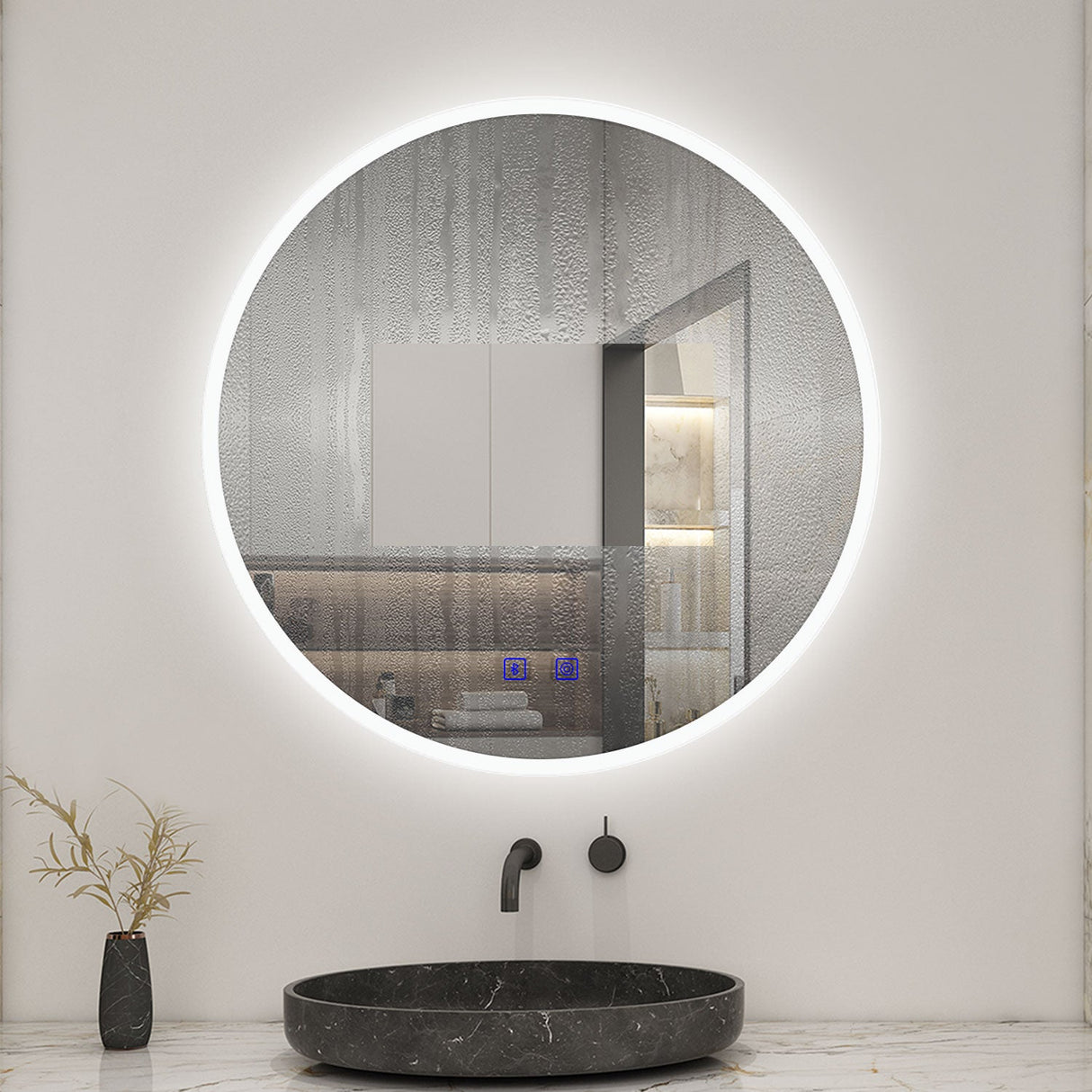 Modern Splash Round LED Mirror