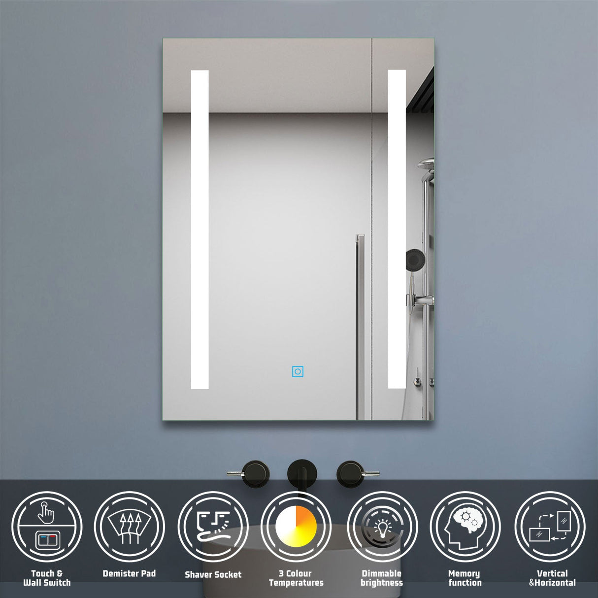 Modern Splash LED Rectangle Mirror