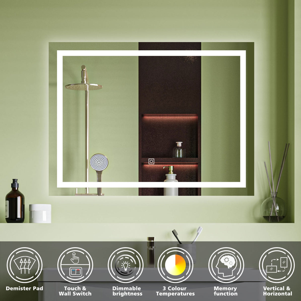 Modern Splash LED Rectangle Mirror