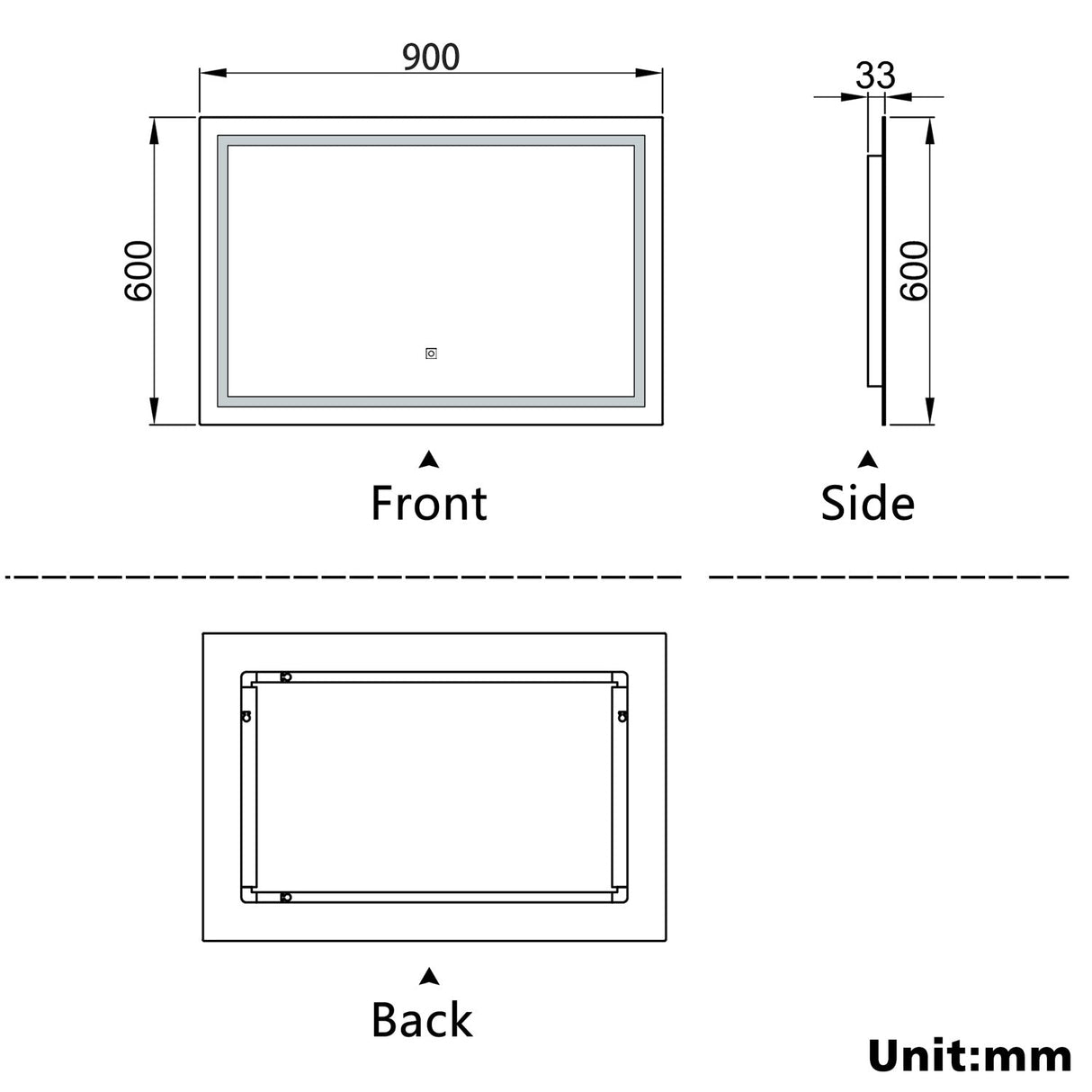 Modern Splash LED Rectangle Mirror