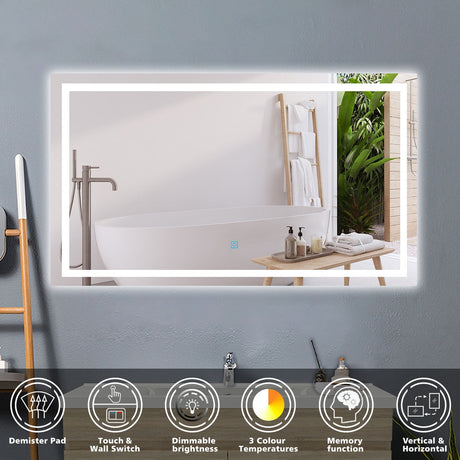 Modern Splash LED Rectangle Mirror