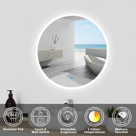 Modern Splash LED Round Mirror