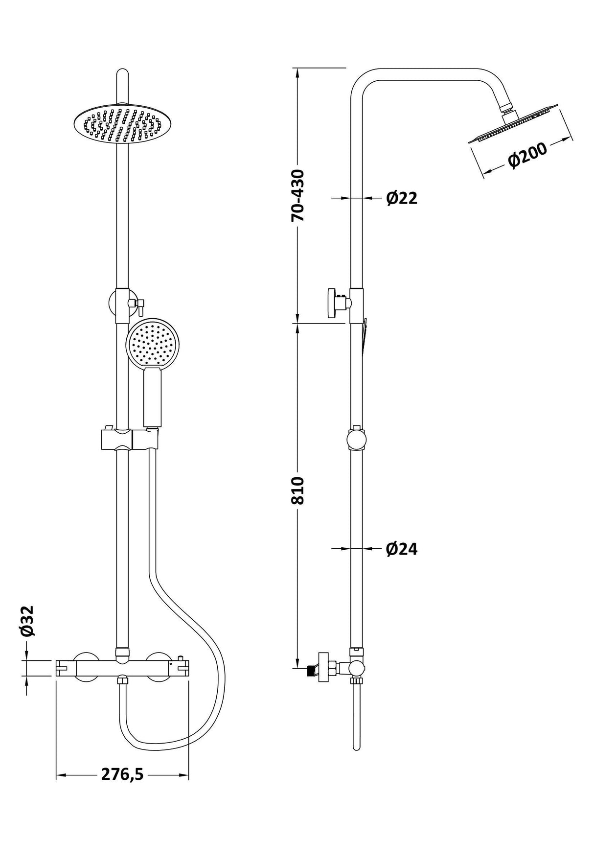 Modern Splash choice Brushed Brass Dual Shower Valve Rigid Riser Kit