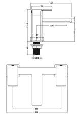 Modern Splash choice Kalk Matt Black Bath Filler
