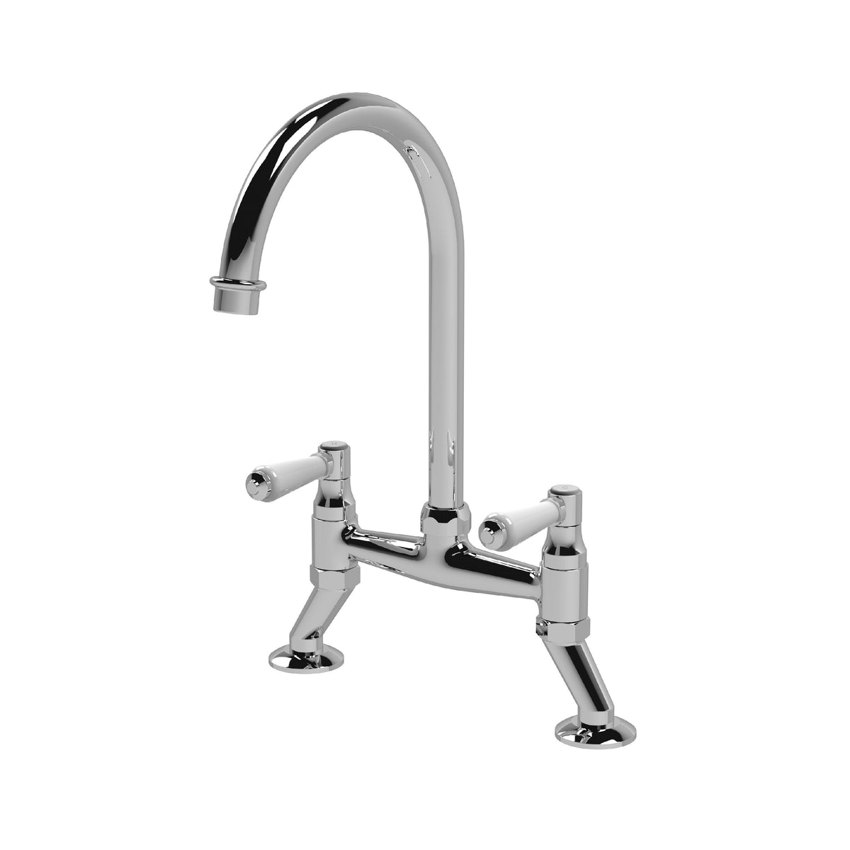 Modern Splash Chrome Bridge 2 Tap Hole Mixer Kitchen Tap Lever Handles