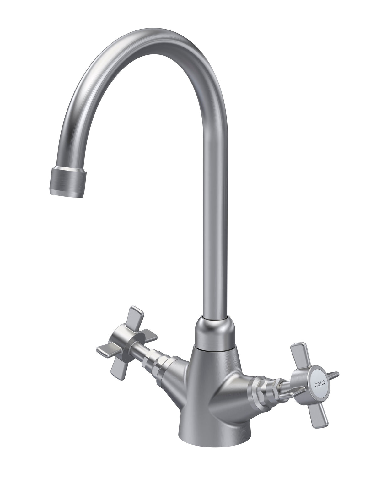 Modern Splash Brushed Nickel Kitchen Crosshead Handle Mono Basin Mixer