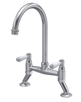 Modern Splash Brushed Nickel 2 Tap Hole Bridge Mixer Kitchen Tap Lever Handles