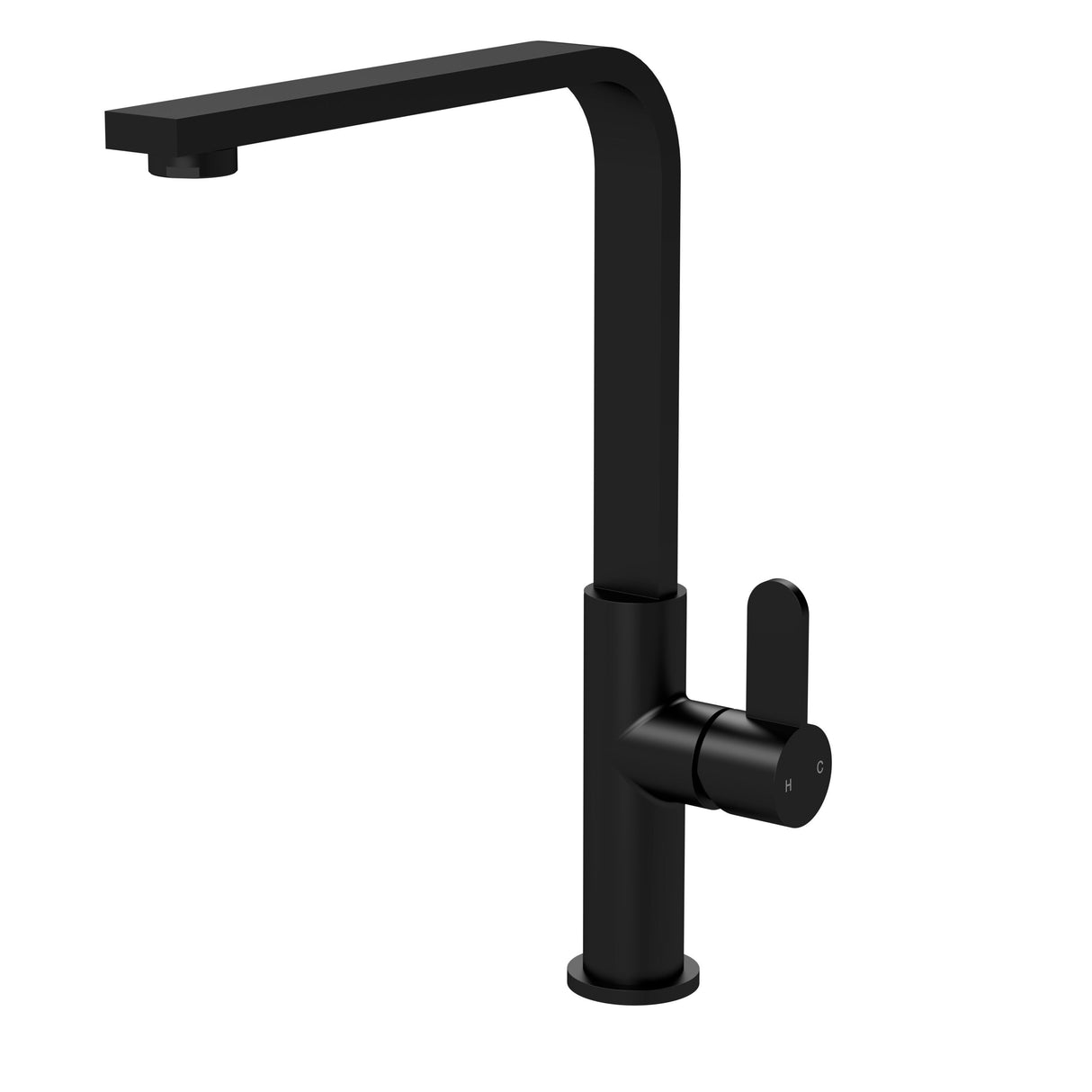 Modern Splash Churni Matt Black Square Kitchen Mono Basin Mixer Single Lever
