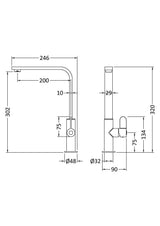 Modern Splash Churni Matt Black Square Kitchen Mono Basin Mixer Single Lever