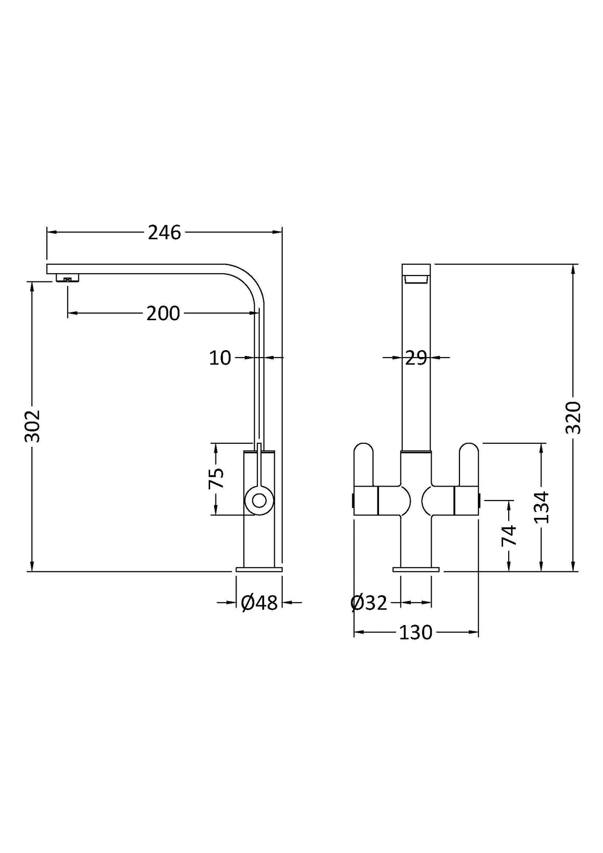 Modern Splash Churni Brushed Nickel Square Kitchen Mono Basin Mixer