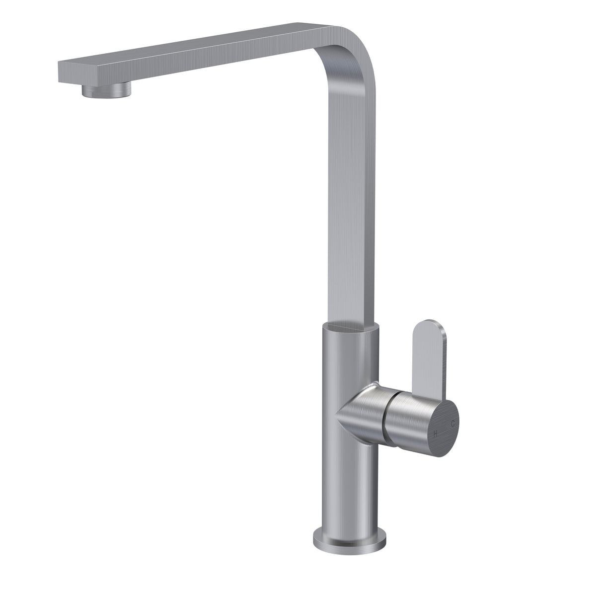 Modern Splash Churni Brushed Nickel Square Kitchen Mono Basin Mixer Single Lever