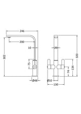 Modern Splash Churni Brushed Brass Square Kitchen Mono Basin Mixer