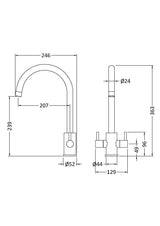 Modern Splash Lachen Matt Balck Round Kitchen Mono Basin Mixer