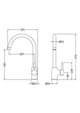 Modern Splash Lachen Matt Black Kitchen Single Lever Mono Basin Mixer