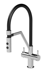 Modern Splash Basin Twin Lever Round Basin Tap & Manetic Rinser