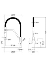 Modern Splash Basin Twin Lever Round Basin Tap & Manetic Rinser