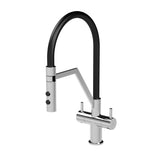 Modern Splash Ravi Chrome Mono Basin Twin Lever Round Basin Tap & Rinser