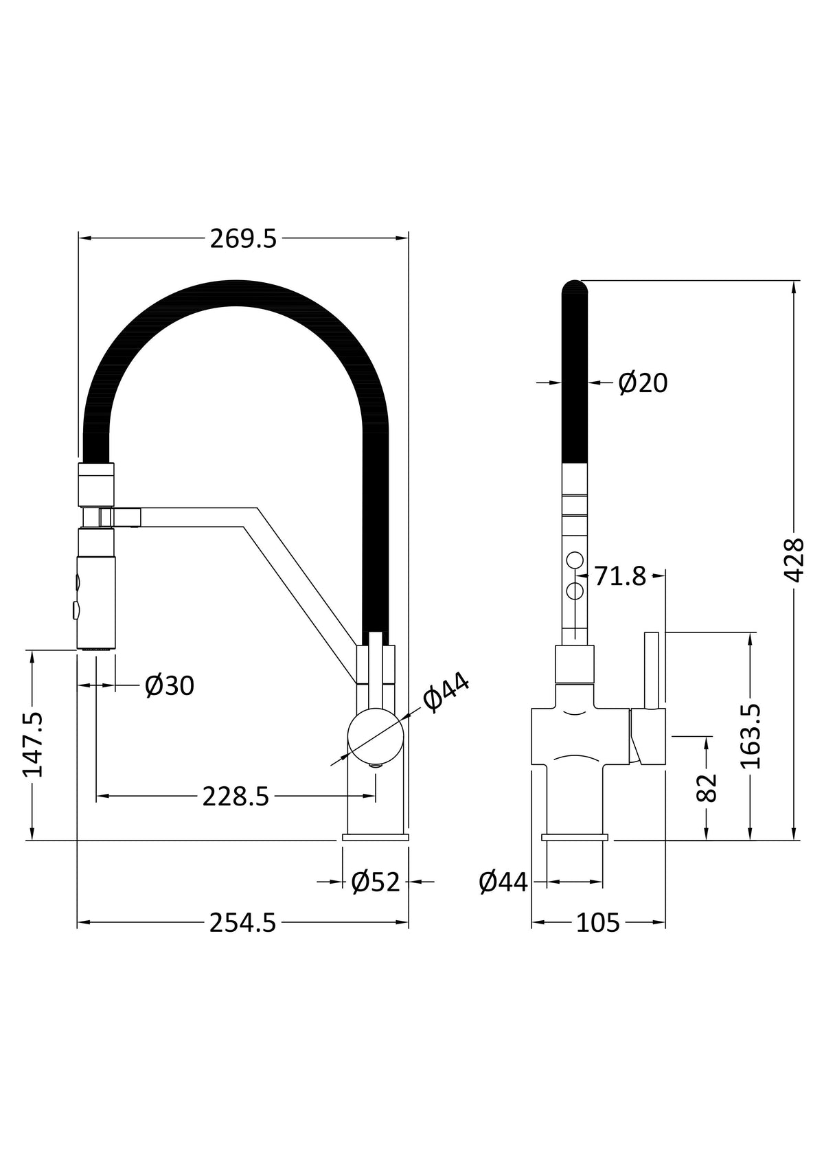Modern Splash Basin Single Lever Round Basin Tap & Manetic Rinser