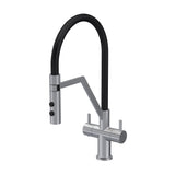 Modern Splash Ravi Brushed Nickel Mono Basin Twin Lever Round Basin Tap & Rinser