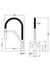 Modern Splash Ravi Brushed Nickel Mono Basin Twin Lever Round Basin Tap & Rinser