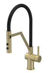 Modern Splash Ravi Brushed Brass Mono Basin Single Lever Round Basin Tap & Rinser