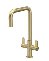 Modern Splash Kosi Brushed Brass Twin Kitchen Mono Basin Mixer