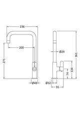 Modern Splash Kosi Brushed Brass Single Lever Kitchen Mono Basin Mixer