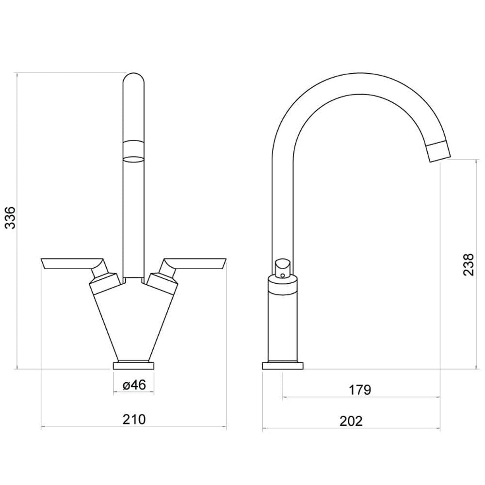 Modern Splash Sarani Brushed Nickel Two Hanlde Sink Mixer Tap