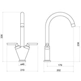 Modern Splash Sarani Brushed Nickel Two Hanlde Sink Mixer Tap
