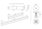 1100mm Rectangular White Leg Set With Plinth, Legs, Clips & Screws