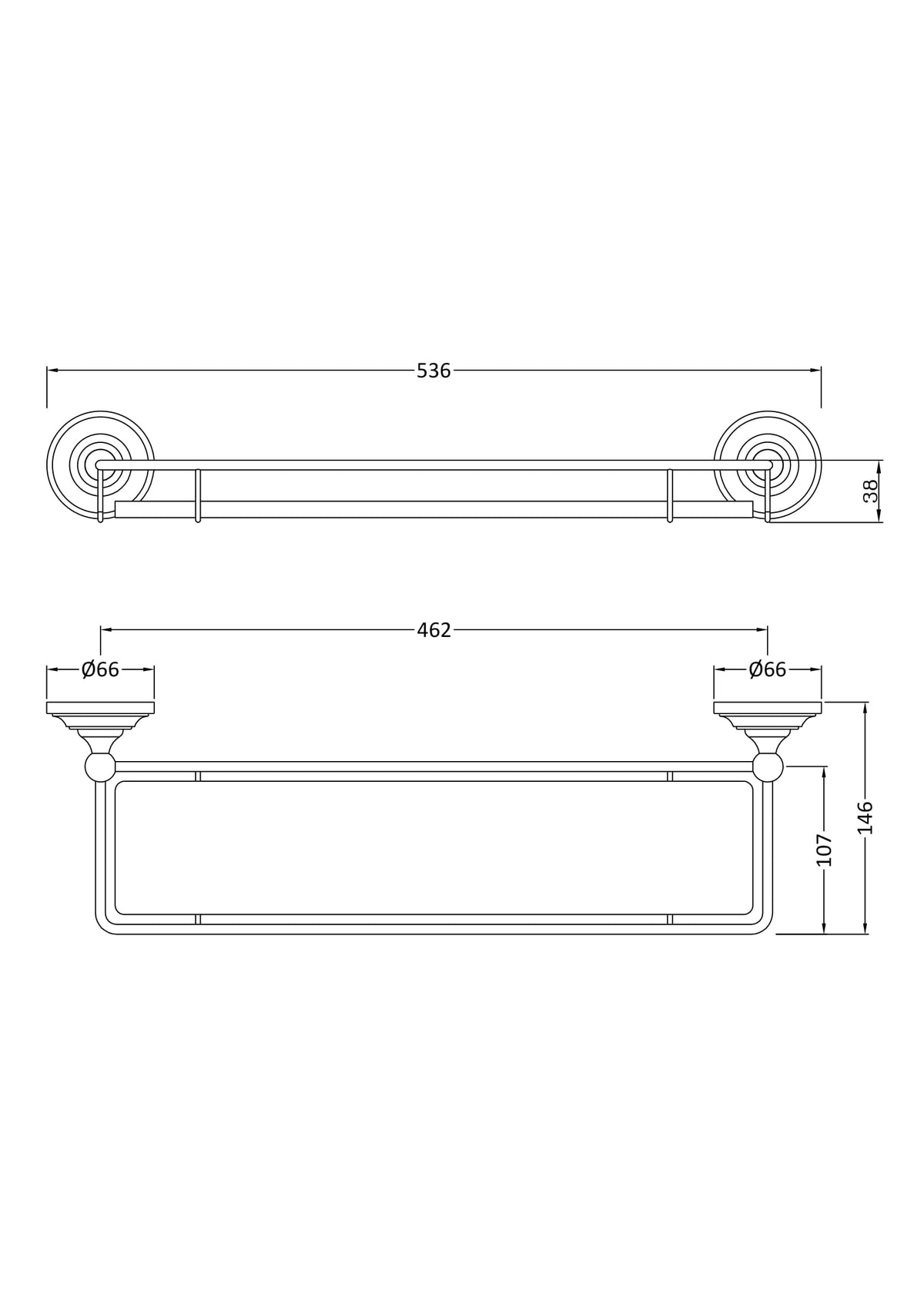 Chrome Gallery Glass Shelf