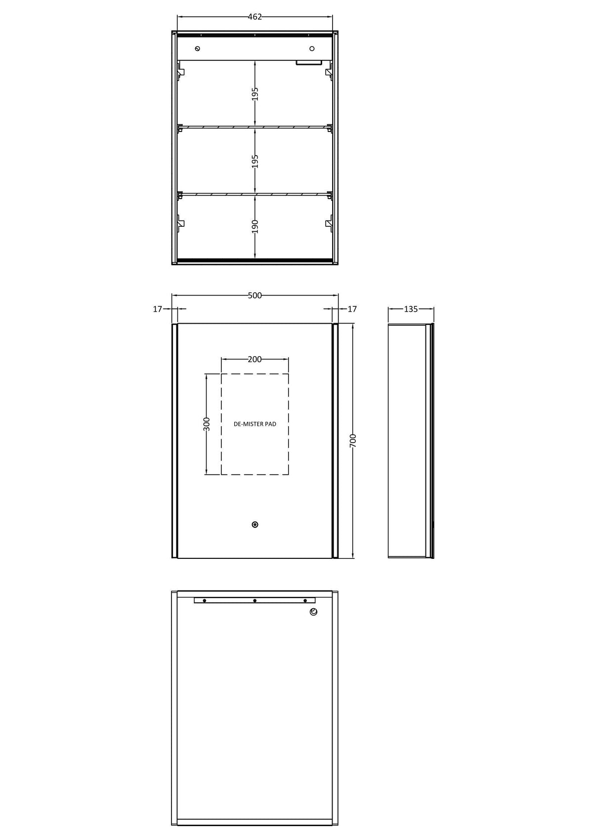 Pavo 500 x 700mm Mirror Cabinet