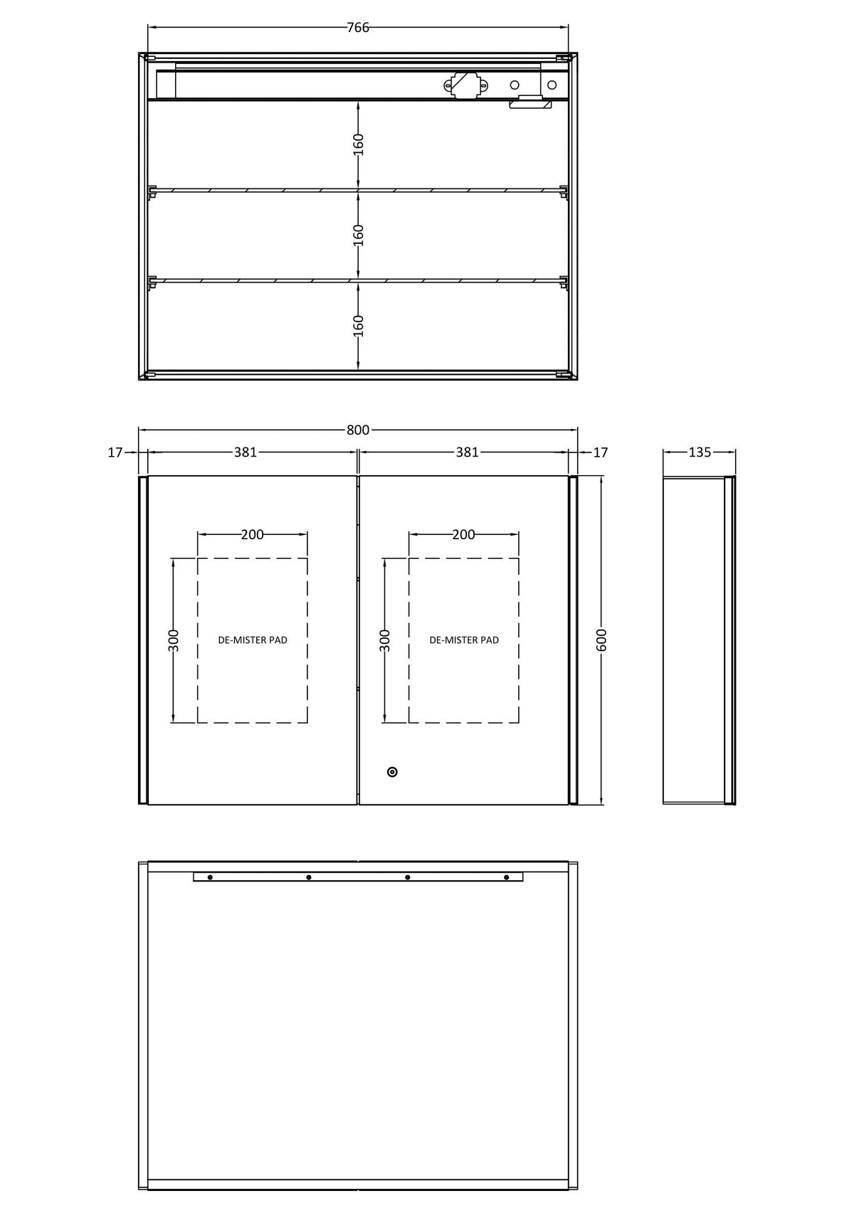 Modern Splash  Leda 800 x 600mm Mirror Cabinet