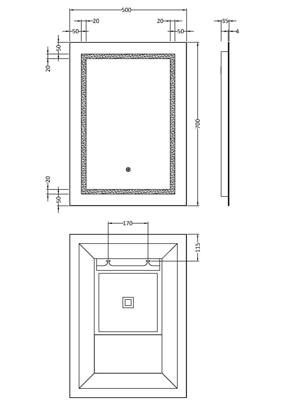Sculptor 500 x 700mm Touch Sensor Mirror