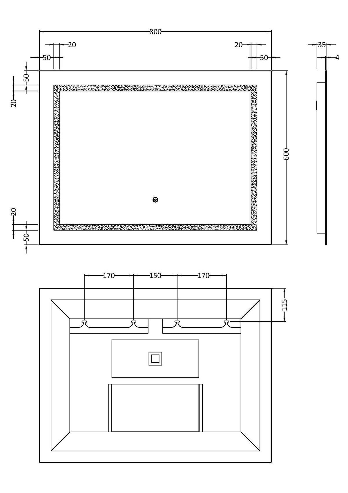 Enif 800 x 600mm Touch Sensor Mirror