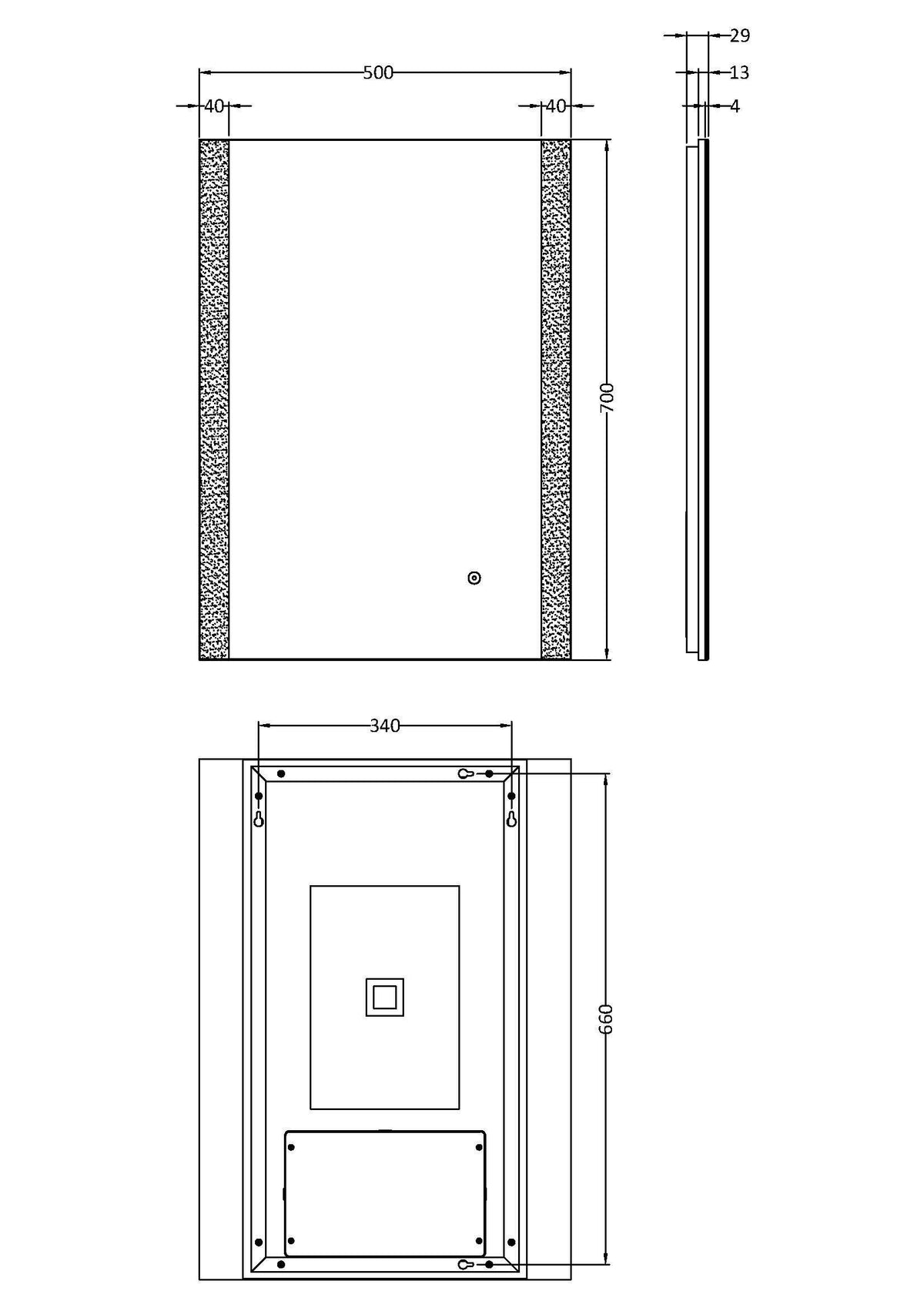 Castor 500 x 700mm Ambient Mirror