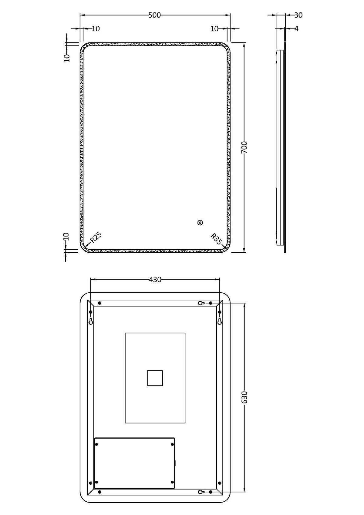 Lynx 500 x 700mm Ambient Mirror