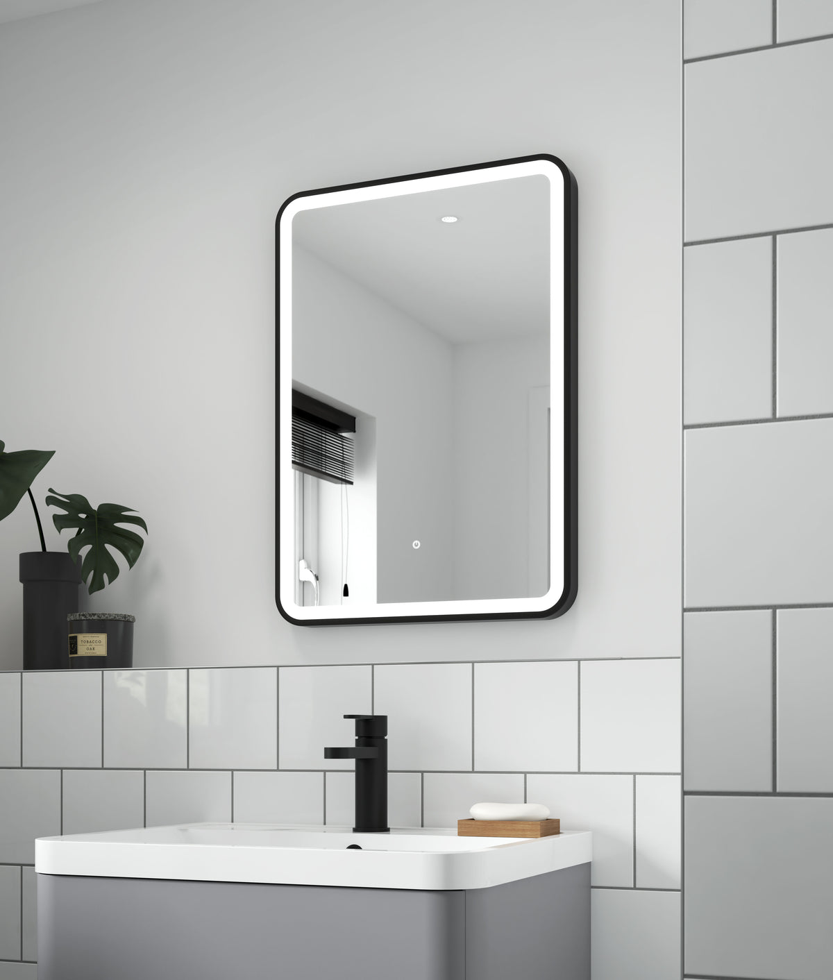 Modern Splash500 x 700mm Black Framed Mirror